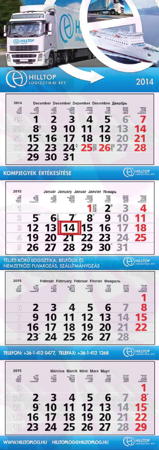 Szuper Maxi speditőr naptár